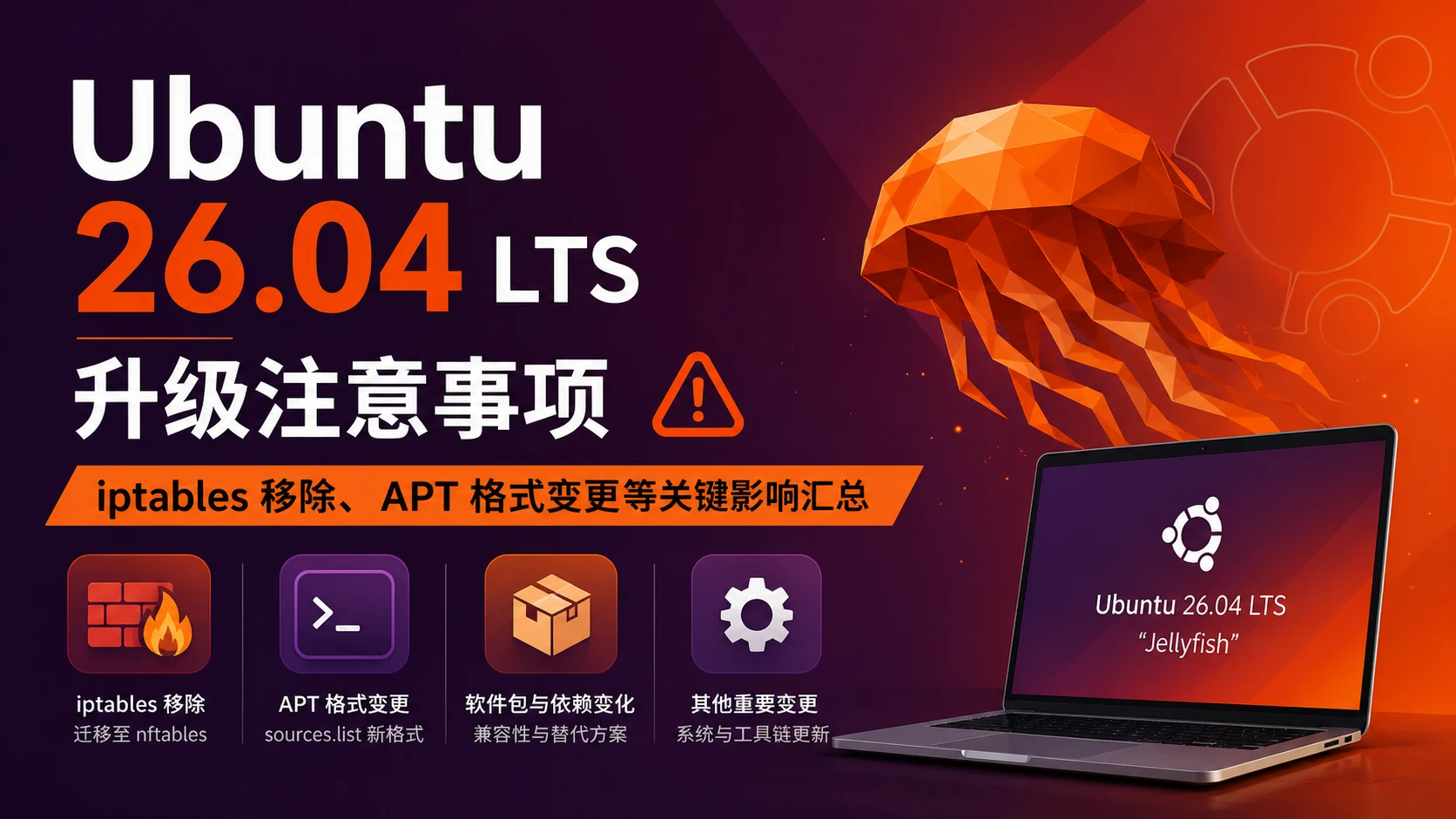 Ubuntu 26.04 LTS 升级注意事项：iptables 移除、APT 格式变更等关键影响
